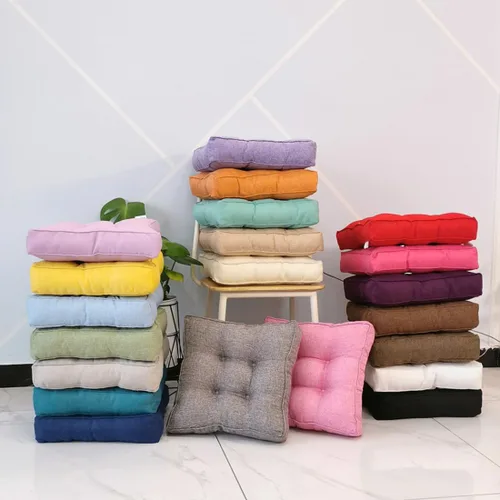 Vista 4 de Cojín cuadrado sólido de 16 pulgadas para silla, estilo tatami, cojín antideslizante y grueso, tapete suave para silla de oficina, cocina, comedor
