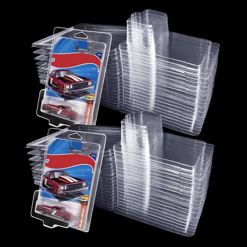 Vista 6 de Paquete de 120 fundas protectoras para Hot Wheels - Estuches de exhibición de plástico tipo almeja para modelos a escala 1:64, cristalino 120