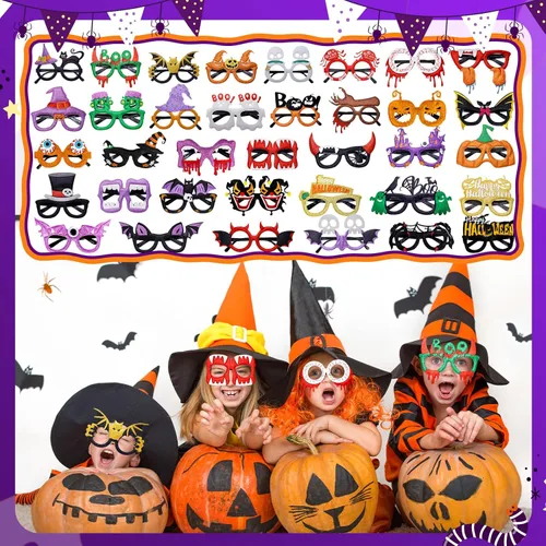 Vista 4 de Max Fun 36 gafas de Halloween con purpurina para fiesta de Halloween, regalos de fiesta de Halloween, anteojos para niños y adultos, decoración