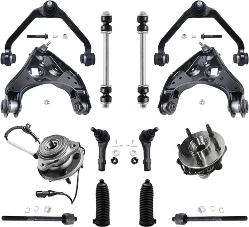 Vista 123 de Detroit Axle - Kit de suspensión delantera 4WD para Nissan Frontier Pathfinder Xterra, 2 cubos de rodamientos de ruedas, 2 brazos de control