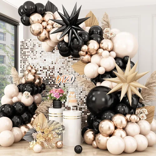 Vista 16 de Kit de arco de globos azul marino y negro, guirnalda de globos con globos de papel de aluminio metálico plateado blanco oscuro globos de látex