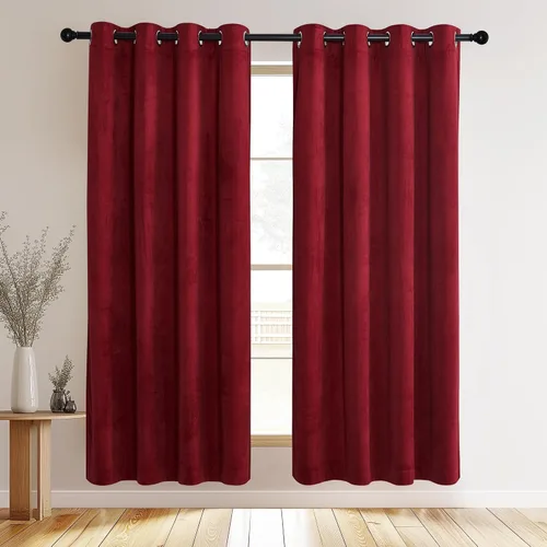 Vista 25 de NICETOWN Cortinas de terciopelo beige 100% opacas de 84 pulgadas de largo, 52 pulgadas de ancho, 2 paneles para dormitorio y sala de estar, cortinas