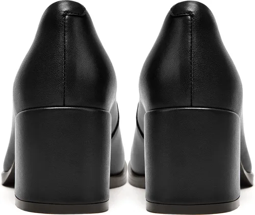 Vista 4 de FEMSTEP Zapatos casuales de tacón bajo para mujer, de piel mate, puntera cuadrada, 2.5 pulgadas