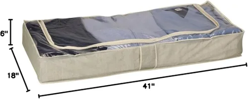 Vista 4 de Household Essentials Baúl de almacenamiento debajo de la cama, beige (paquete de 2)