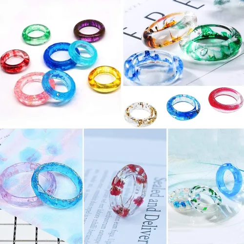 Vista 2 de Molde de silicona para anillo de dedo, molde de resina para hacer joyas, herramienta de bricolaje, moldes de resina epoxi para anillo de resina