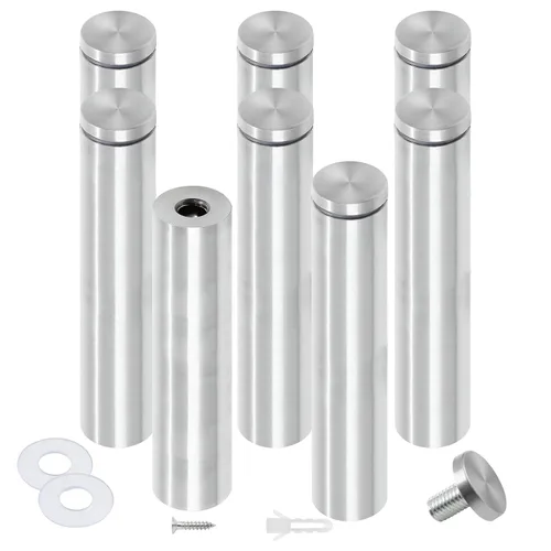 Vista 44 de Luomorgo 12 piezas tornillos separadores de acero inoxidable de 1" x 1", herrajes de montaje para letreros de pared, separadores de vidrio