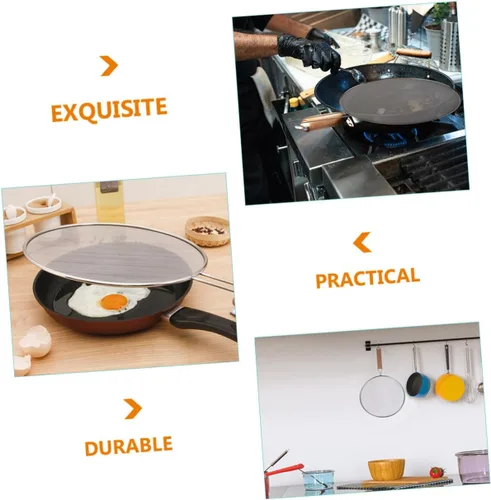 Vista 4 de 3Pcs Stainless Steel Splatter Screen, Fine Mesh Oil Guard, Cooking Cover