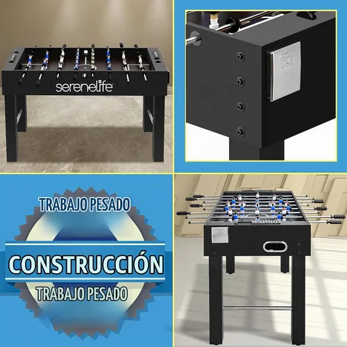 Vista 4 de SereneLife mesa de futbolín de 48 pulgadas, tamaño de competición, para fútbol en casa, sala de juegos de arcade, 2 pelotas, 2 portavasos, 1,2 m x