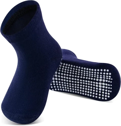 Vista 4 de Tenpluszero Calcetines de algodón antideslizantes para niños pequeños calcetines de algodón con agarres para bebés niños y niñas