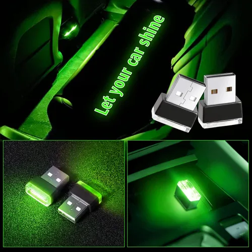 Vista 7 de Ouzorp 2 piezas de mini luz LED USB, iluminación interior LED para automóvil, CC 5 V, inteligente USB LED, luz de atmósfera, luz de teclado, Verde