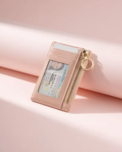 Vista 6 de Vulkitty Cartera pequeña para mujer, minimalista, delgada, bolsillo frontal, con cremallera, bloqueo RFID, tarjetero con ranura para identificación