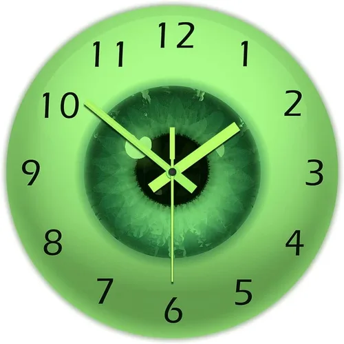 Vista 2 de The Geeky Days Reloj de pared de globo ocular de 12 pulgadas, reloj de ojos que brilla en la oscuridad, visión de núcleo de pupila, oftalmología