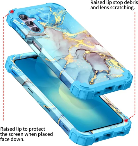 Vista 4 de Funda para Galaxy A15, tres capas de plástico duro resistente a prueba de golpes y silicona suave híbrida contra caídas para niñas y mujeres, funda