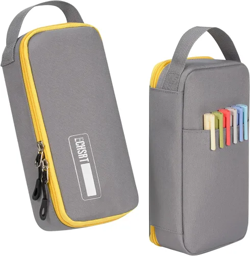 Vista 9 de ECHSRT Estuche grande para lápices, estético, portátil, con cremallera, bolsillo oculto, bolsa especial para hombres, mujeres y adultos, organizador