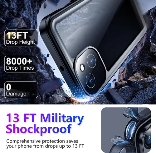 Vista 200 de Temdan - Funda impermeable diseñada para iPhone 12, protector de pantalla y cámara integrado IP68 bajo el agua, cuerpo completo, a prueba de caídas