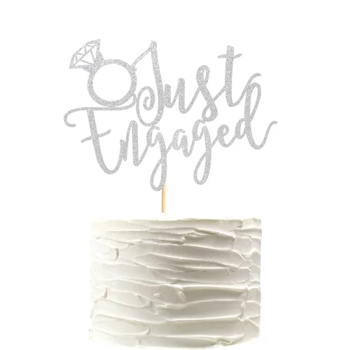 Vista 9 de Just Engaged - Decoración de pastel para decoración de fiesta de compromiso, letrero de anillo de compromiso, decoración de pastel de despedida
