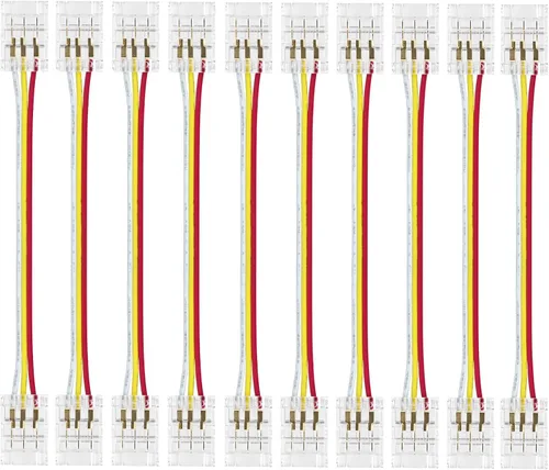 Vista 10 de LightingWill Conectores LED de 2 pines de 0.315 in, 10 unidades DC hembra conector transparente sin soldadura, conector de luz de cinta LED 2