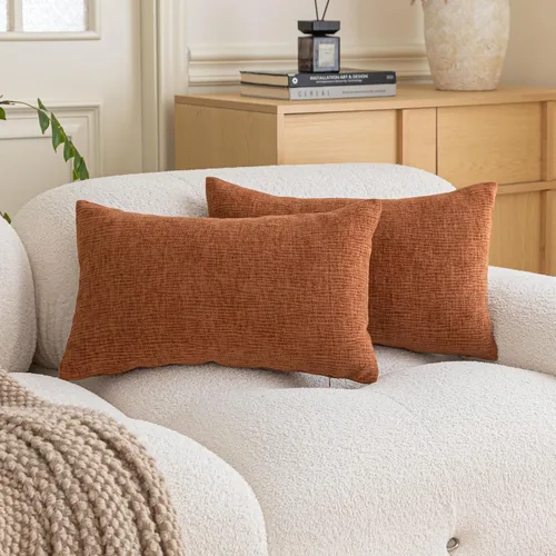 Vista 13 de Home Brilliant Fundas de almohada de primavera de 18 x 18 pulgadas, fundas de almohada decorativas de terciopelo chenille a rayas para decoración