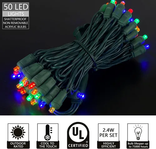 Vista 4 de Juego de luces LED de Navidad de 50 unidades, 5MM de ángulo amplio, luces de Navidad LED para exteriores, para jardín, patio, árboles de Navidad