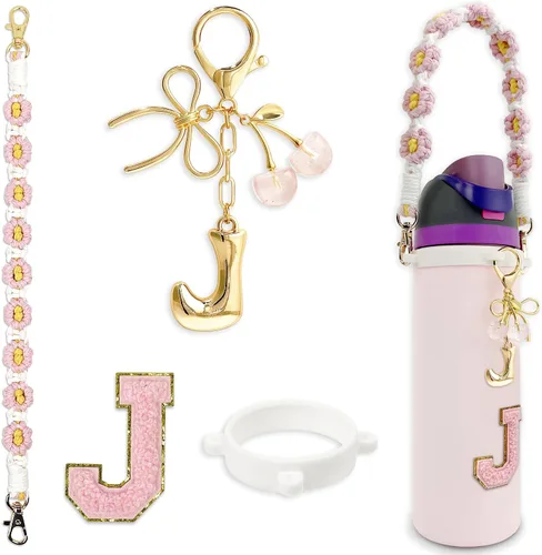 Vista 35 de Letter Handle Strap Accessories with Cute Initial Charm Compatible with Owala Water Bottle 24oz 32oz 40oz Owala Kids