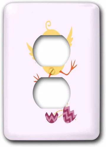 Vista 2 de 3dRose Chicken baby newborn pink kids room decoration 2 plug outlet cover