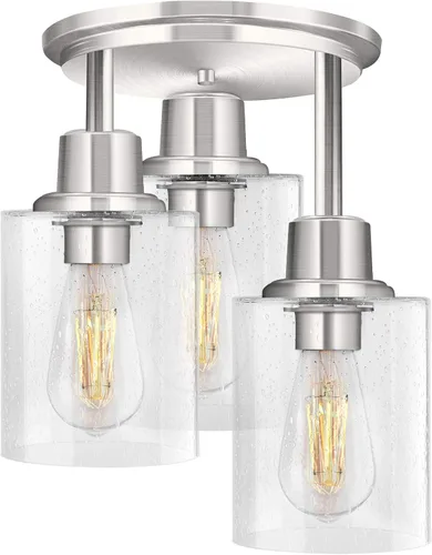 Vista 13 de ROTTOGOON Lámpara de Techo Semiempotrada, Accesorios de Luz de Techo de 3 Luces Cerca del Techo, Accesorios de Luz de Cocina Negro Mate