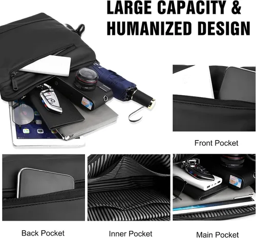 Vista 4 de FANDARE Elegante bolso de hombro para hombre, bolso cruzado tipo mensajero, maletín pequeño, bolso bandolera para hombres para el trabajo