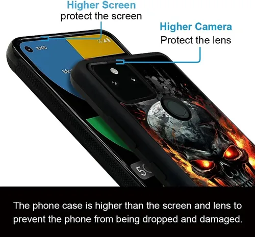 Vista 1048 de Compatible con Google Pixel 4A 5G Mobile Case Creative Acrylic Panel trasero Silicona Protección Grip especialmente diseñado para Google Pixel 4A 5G