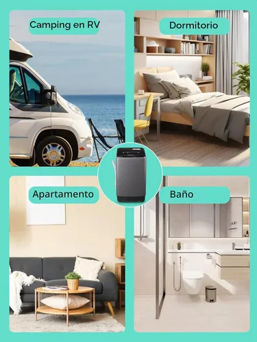 Vista 5 de F.W.WOOLWORTHS Lavadora de 17.7 libras con bomba de drenaje, lavadora automática completa con 10 programas de lavado, 8 niveles de agua para el Gris