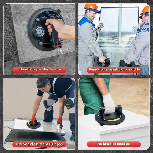 Vista 6 de 2 paquetes de ventosas de vidrio de 8" para levantar vidrio grande, máxima carga 960lbs, ventosas de succión para ventanas resistentes, ventosas