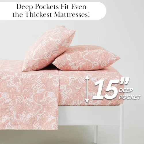 Vista 84 de Southshore Fine Living, Inc. Colección Winter Brush, juego de sábanas de 3 piezas para cama individual, sábana bajera con bolsillo profundo de 14