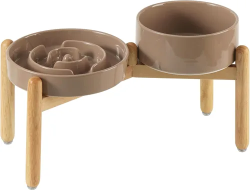 Vista 22 de Havniva Cuencos elevados para perros de alimentación lenta, 6.1 pulgadas 1 x café marrón - C