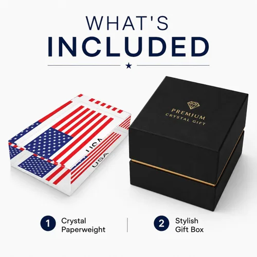 Vista 6 de Infusion Pisapapeles rectangular de cristal con la bandera de Estados Unidos