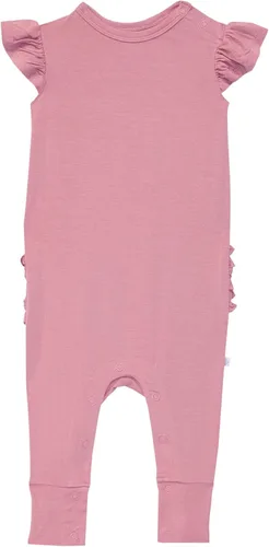 Vista 31 de Posh Peanut Mameluco de manga casquillo con volantes para bebé, ropa para niñas recién nacidas, pijama de una pieza para niños, viscosa suave