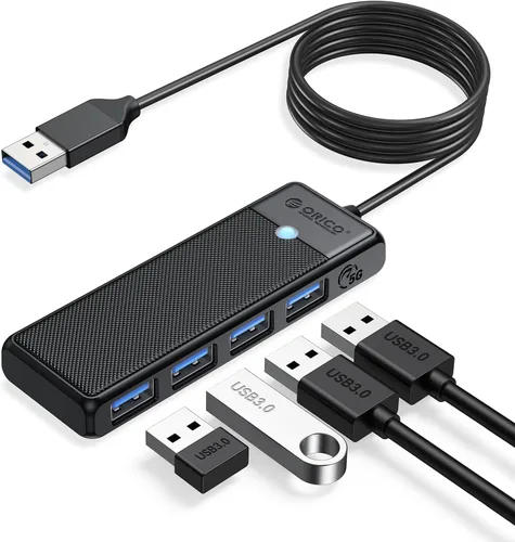 Vista 10 de ORICO Concentrador USB 3.0, concentrador USB de 4 puertos con cable de 3.3 pies, ultrafino USB-Splitter para portátil MacBook Pro, iMac, Surface