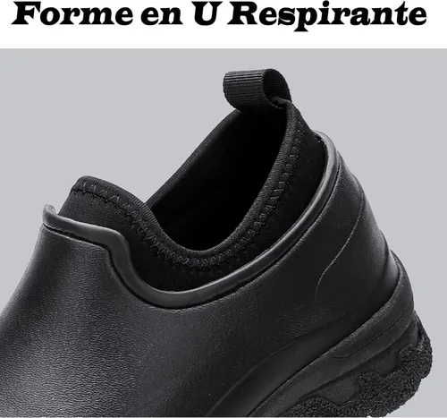 Vista 4 de Meidiastra Zapatos de chef para hombre y mujer, impermeables, antideslizantes, para cocina, trabajo, zuecos de enfermera, zapatos de seguridad