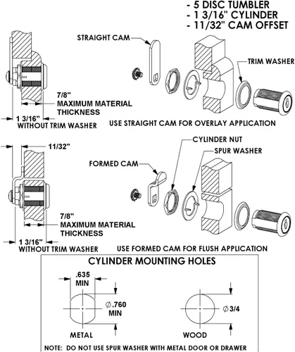 Vista 2 de 2 unidades compx Gabinete Nacional Cam Lock 1 – 3/4" Cilindro, # c346 a maestra)