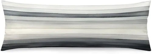 Vista 9 de Funda de almohada moderna con diseño de acuarela de rayas blancas y negras, 20 x 54 pulgadas, diseño moderno de rayas verticales, funda de almohada
