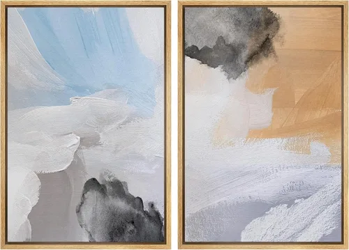 Vista 87 de MUDECOR Lienzo enmarcado para pared, bosque brumoso, reflejos, paisaje tranquilo, ilustraciones modernas, arte decorativo, bohemio, tranquilo/zen