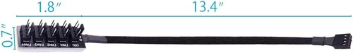 Vista 8 de Cable de extensión divisor de concentrador de ventilador, cable de fuente de alimentación de 1 a 5 vías, PWM, carcasa de placa base, adaptador