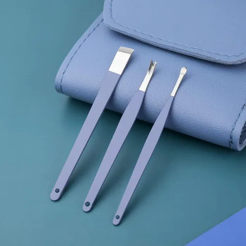 Vista 7 de Juego de manicura, cortaúñas, kit de pedicura, kit de aseo profesional 16 en 1, acero inoxidable, tijeras para uñas de los pies con lujosa funda