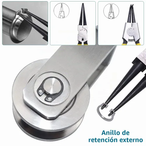 Vista 5 de Rueda de polea de cable giratoria de acero inoxidable, bloque de polea de rotación silenciosa, rueda de tracción para sistema de polea, elevación