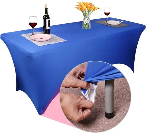 Vista 5 de 2 manteles de 6 pies, mantel de elastano color morado claro, mantel rectangular elástico ajustable de 6 pies, protector de mesa lavable de 6 pies