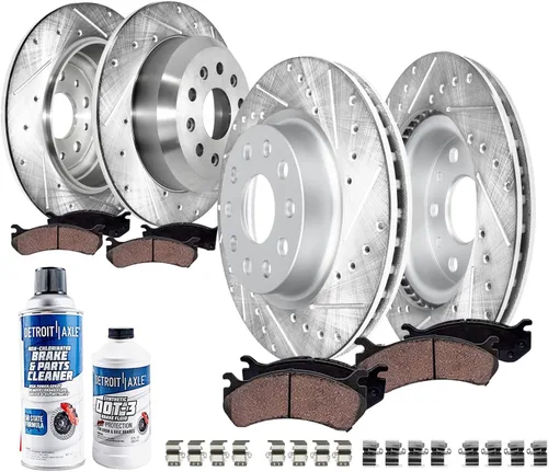 Vista 9 de Detroit Axle - Kit de freno trasero para Chevy Silverado 1500 Avalanche GMC Sierra 1500 2007-2014, Suburban Yukon XL 1500 Tahoe Escalade EXT ESV