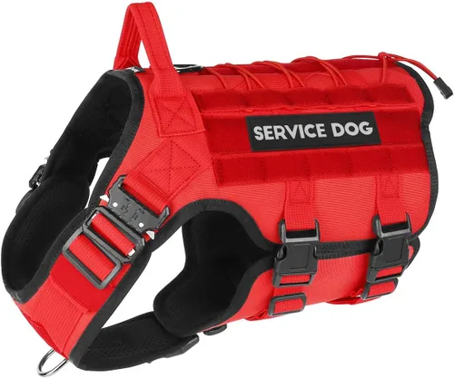 Vista 29 de PETNANNY - Chaleco táctico para perro de servicio - Arnés de apoyo emocional sin tirones con parches de gancho y bucle y sistema Molle para Negro