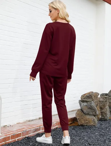 Vista 4 de Bofell - Conjuntos de descanso para mujer de dos piezas, trajes de viaje con sudadera, pijamas a la moda