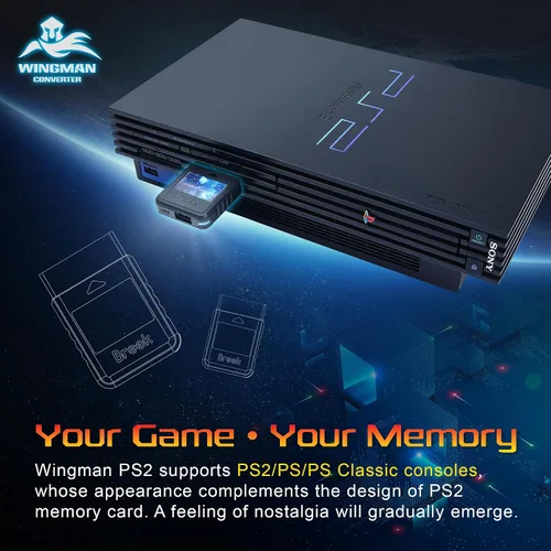 Vista 5 de Brook Wingman - Adaptador inalámbrico convertidor PS2 para PS4PS3 a PS2PS1PS Classic, compatible con controladores de Xbox y Switch, adaptador retro