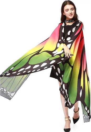 Vista 3 de Capa de mariposa para fiesta de baile y alas de hadas para disfraz de Halloween