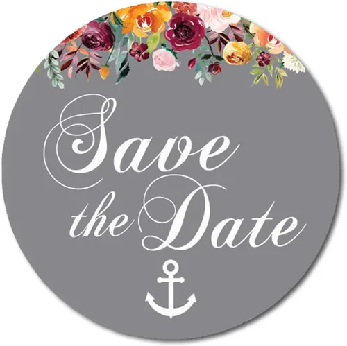 Vista 6 de Darling Souvenir 45 piezas amarillo redondo floral & Anchor Save the Date pegatinas DIY sobre Sellos - 1.6 pulgadas