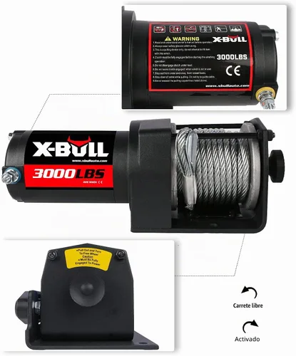 Vista 6 de X-BULL Cabrestante eléctrico de alambre de acero de 12 V 3000 libras para remolcar ATV/UTV todoterreno con soporte de montaje remoto inalámbrico